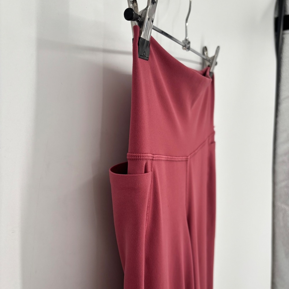 Athleta Transcend Stash Crop Side Slit Hem Pants Berry Pink High Rise Size Small - Picture 5 of 12
